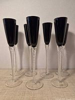 All six champagne flutes front view
