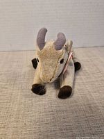 Front view of beige speckled goat plush with Ty tag