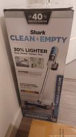 Front of sealed Shark Clean & Empty vacuum box