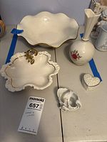 Group shot showing all five porcelain items