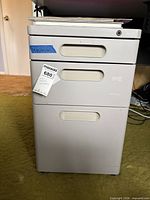 front view of light gray 3-drawer mobile file cabinet