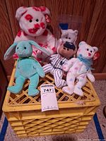 Group shot of all five Ty Beanie Babies on yellow crate