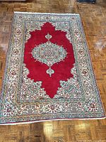 Full view of rug showing entire design and colors