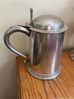 Birks pewter tankard right side showing handle and lid