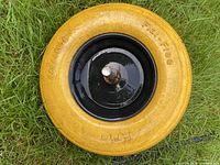 Top view showing full tire, hub and axle