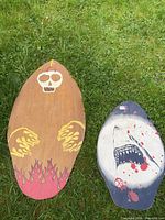 Front view showing graphics of both skimboards