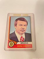 Front view of Don Cherry rookie card in holder