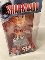 Front view of boxed Sharknado David Hasselhoff bobblehead