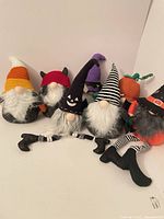 Group of seven Halloween gnome plush figures