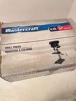 Mastercraft drill press retail box showing branding and size
