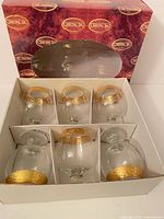 Six snifter glasses arranged in original Cristal 3A box with window