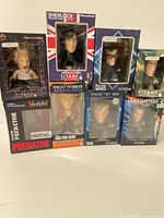 Group shot of all seven boxed figures