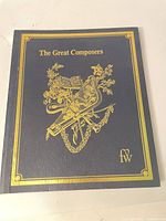 Front cover of The Great Composers binder with gold design