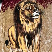 Full view of lion blanket showing design and texture