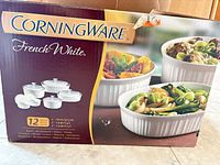 Retail box showing CorningWare French White 12-piece set