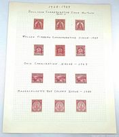 Full album page showing arrangement of all stamps with handwritten headings