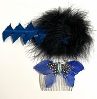 Front view of both feather hair combs