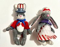 Front view of both jointed patriotic bunnies