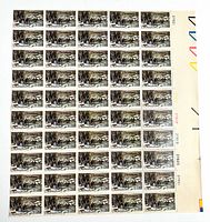 Front of full mint sheet showing all 50 stamps and selvage