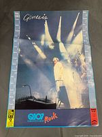 Front of February 1983 Genesis Q107 calendar poster showing full design and coupons