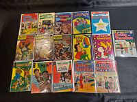Full layout of 15 bagged comics