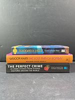 Spine view of all three books stacked