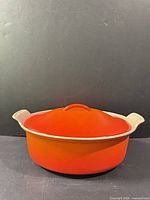 Dutch oven with lid on, front view