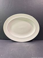 Top view of oval platter showing surface and rim decoration