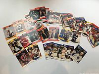 Spread of all hockey cards showing quantity and variety