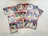 Spread of all 24 Score 1991 NHL trading cards