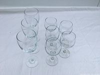 All eight wine glasses grouped together