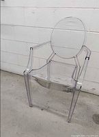 Front view of clear acrylic armchair