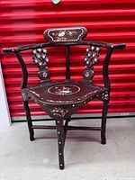 Full view of dark mahogany Chinese accent chair