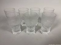 group view of all seven Aslak tumblers showing condition and design