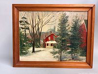 Front view of framed oil painting