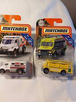 Both Matchbox vehicles in blister packaging