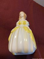 Front view of figurine showing dress and facial details
