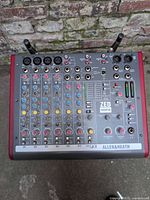Front top view of Allen & Heath ZED-10FX mixer showing all controls and connectors