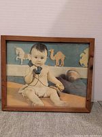 Full view of framed baby telephone print