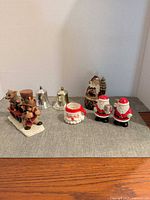 Group shot showing all seven Christmas items on tabletop