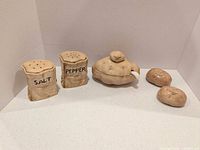 Group view of all five ceramic items