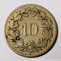 Reverse displaying value 10 within oak wreath