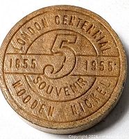 Obverse showing London Centennial 5¢ design