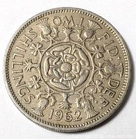 Reverse showing Tudor rose design and denomination