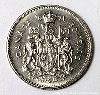 Reverse showing 1971 date and Canadian Coat of Arms