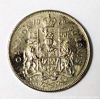 Reverse side showing Canadian Coat of Arms, date 1979 and denomination 50 CENTS