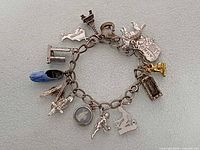 Full view of sterling bracelet with all charms attached