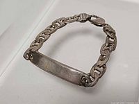 Full view of sterling silver curb link ID bracelet