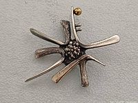 Front view of starburst brooch showing design and finish