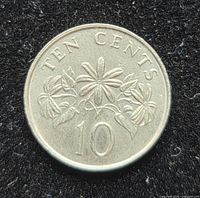 Reverse side showing TEN CENTS, floral design, numeral 10